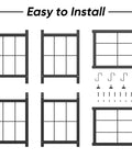 Diagram of assembly steps for Two Tier Indoor And Outdoor Firewood Rack Portable Heavy Duty Easy To Assemble With Four Hooks