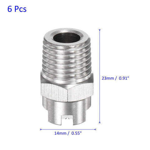 6 Pack Flat Fan Spray Tip 80 Degree 1/4 BSPT Male Pro Grade Stainless Steel Pressure Washer Nozzles Replacement for Water Guns