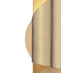 Close-up of Evie One Light Wall Sconce In Aged Brass, Modern Dope Wall Lighting, showing curved metal detail, Evie Collection
