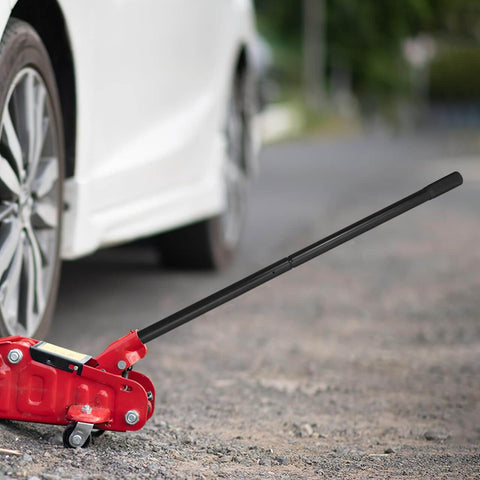 Heavy-duty 3 Ton Jack Handle Replacement for horizontal hydraulic jack in use on road, built with carbon steel and non-slip grip.