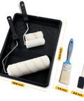 All In One 9 Piece Paint Roller Set With 9 Inch And 4 Inch Microfiber Rollers Brushes Tray Sponge Brush Sleeves kit