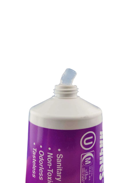 Close-up of an open tube of Pro Grade Food Grade Silicone Grease For Sanitary Equipment And Machine Lubrication, 4 oz