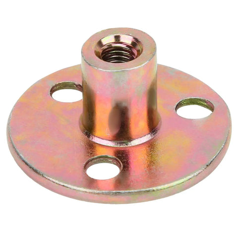 5 Pcs T Nut Flange 3 Hole Galvanized Iron Furniture Fixing Tee Round Base Nut M6 For Woodwork Cabinets And DIY Projects