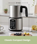5 In 1 Stainless Steel Milk Frother And Steamer For Hot Or Cold Froth Pro Grade Latte Cappuccino Macchiato And Hot Chocolate Maker Auto Shutoff Anti Dry Burn Protection Easy To Clean Durable Kitchen Barista Tool on kitchen counter