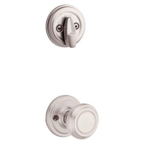 Front Door Lock Handleset With Deadbolt For Exterior Entry In Satin Nickel, Pick Resistant SmartKey Rekey Security With Interior Knob