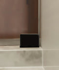 Top Or Bottom Mount Pivot Shower Hinge Brass Construction With Oil Rubbed Bronze Finish installed on frameless glass door
