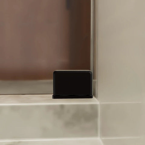 Top Or Bottom Mount Pivot Shower Hinge Brass Construction With Oil Rubbed Bronze Finish installed on frameless glass door