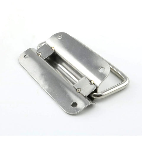 Set Of 2 4 Inch Thickened Foldable Pull Ring Handles 304 Stainless Steel Satin Finish for boat hatch, cabinet, and lifting ring.