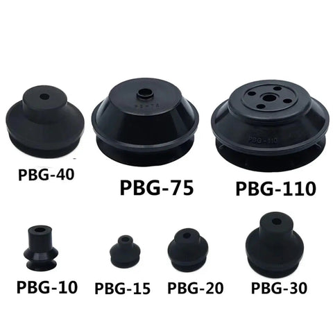 Premium Heavy Duty Vacuum Suction Cups For Industrial Manipulators PBG Series, various sizes including PBG-40, PBG-75, PBG-110.