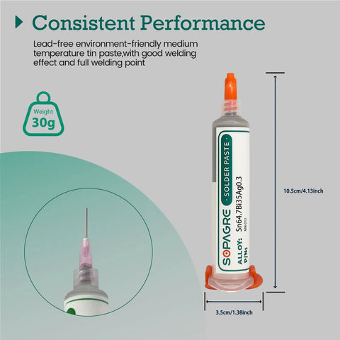 Top Shelf Lead Free Solder Paste For Phone Repair Smooth Glide Tin Bismuth Compound Heavy Duty Push Tube Formula with nozzle