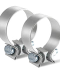 2.5 Inch Exhaust Clamp Set, Narrow Band Muffler Clamps For Stainless Steel Exhaust Pipe, 2 Pack, Rust-Resistant 304 Stainless Steel