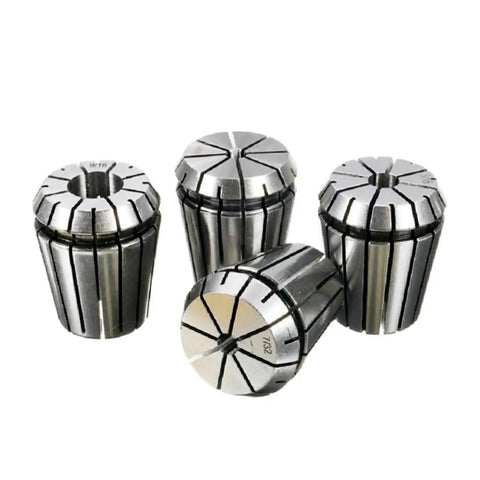Top Tier Spring Collet Set ER8 ER11 ER16 ER20 ER25 ER32 image with heavy duty alloy steel chuck for CNC milling and engraving.