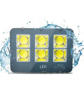 Heavy Duty Outdoor Led Floodlight With Ip 65 Waterproof Rating And Rechargeable Battery For Backyards Roofs And Driveways Built Tough As Nails Against Lightning Strikes Rock Solid Performance with water splash effect.