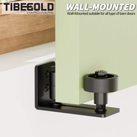 Bottom Adjustable Barn Door Floor Guide Kit with Wall Mounted Rollers 8 Setup Options for Sliding Doors close-up