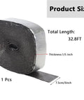 Heavy Duty Pipe Insulation Wrap Tape 32.8 Ft Long 3 Inch Wide Self Adhesive Fiberglass Foam With Aluminum Foil Layer Ceramic Water Pipe Insulation For Cold Weather Fits 1/2 To 1 1/4 Inch Pipes Black roll with size details.