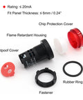 Components of LED Indicator Light ACDC 24V 20mA Flush Panel Mount with flame retardant housing and rubber ring