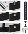 Step-by-step use of 400 Set Double Cap Leather Rivets 5mm Tubular Metal Studs with 3 Piece Setting Tools Kit for craft repair.