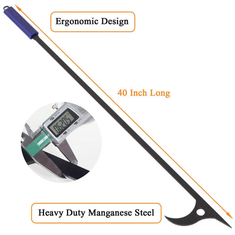 40 Inch Fire Poker And Log Grabber Set For Fire Pits Must Have Backyard Outdoor Indoor Bonfire Gear Rustproof Tool with Ergonomic Handle