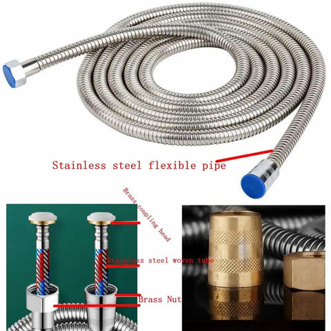 Extra Long 121 Inch Stainless Steel Handheld Shower Hose Explosion Proof With Woven Inner Pipe Brass Nut And Brass Insert
