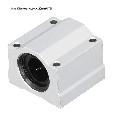 Top Shelf Heavy Duty 20mm Aluminum Linear Ball Bearing Slide Block With Slick Rolling Bushings For Precision Cnc Machines, close-up view.