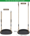 Two Pack Heavy Duty Swing Seats With 500 Pound Capacity And Wider Swing Board Anti Slip Surface Height Adjustable Rope From Fifty To Eighty Inches Built For Backyard Patio Garden Playground, showing adjustable rope length and seat dimensions.