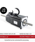 Side view of black NEMA23 stepper motor with threaded screw shaft; 1.89 N·m torque