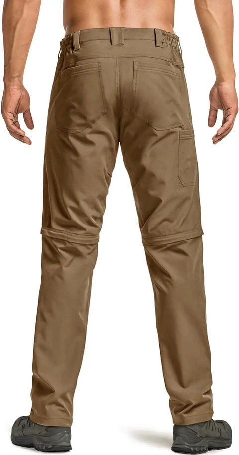 Back view of Mens Convertible Cargo Pants For Hiking And Work Water Resistant Zip Off Stretch Tactical Pants Lightweight Quick Dry