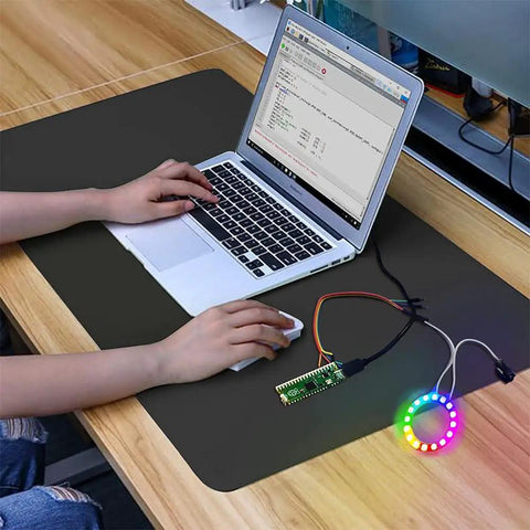 Laptop setup with Raspberry Pi Pico Starter Kit With Breadboard I2C 1602 LCD Display Module And 9g Micro Servo for learning