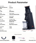 Top Shelf 58 Mm Gold Titanium Flat Burr Coffee Grinder Featuring Anti Static Build And Slick Stepless Adjustment For Real Deal Home Barista Daily Espresso Setup with detailed product parameters.