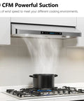 42 Inch Under Cabinet Range Hood With 900 CFM Dual Motors, Four Speed Gesture Sensing And Touch Control extracting smoke