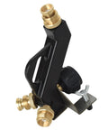 Three Port Propane Distribution Tree For Camping Connects Three One Pound Appliances To A Standard BBQ Tank Grillin Ready Safe Easy Setup Black And Gold, showing brass connections.