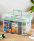 15 Qt Clear Medicine Organizer With Tray And Lids Thickened Plastic First Aid Box Multipurpose Medical Caddy With Labels And Sturdy Handles