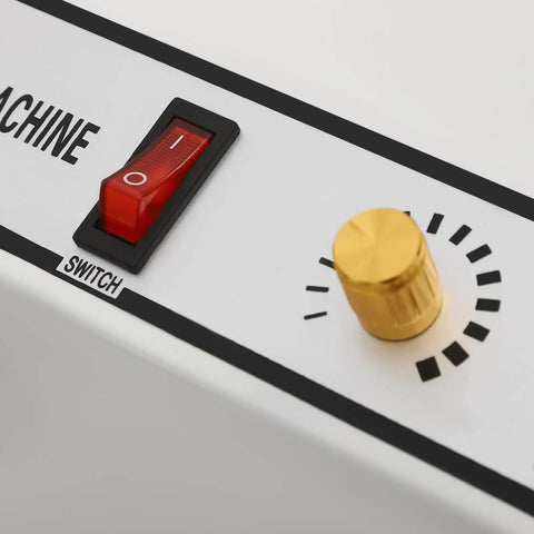 Control panel of Heavy Duty Handheld Shrink Wrap Sealer Machine With 24 Inch Quick Cut Blade and adjustable heat settings.