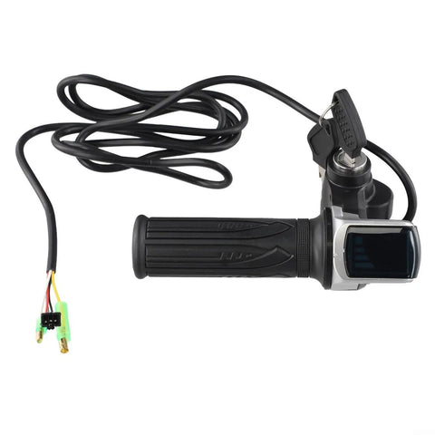 Throttle Grip For Electric Scooter With Key Lock And Power Indicator 36V 48V 60V, featuring black cable and connector.