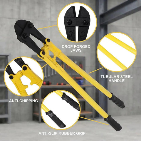 Heavy Duty 24 Inch Bolt Cutter With Forged Hardened Jaws And Ergonomic Soft Grip Handles Built To Be A Real Workhorse for cutting