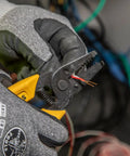 Compact Lightweight Wire Stripper And Cutter For Stranded And Solid Wires 10 To 20 AWG Stranded And 12 To 22 AWG Solid tool in use