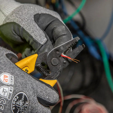 Compact Lightweight Wire Stripper And Cutter For Stranded And Solid Wires 10 To 20 AWG Stranded And 12 To 22 AWG Solid tool in use