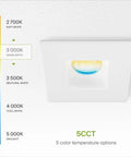 Sleek One Inch Led Recessed Downlights With Junction Box displaying color temperature options on ceiling.