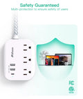 Flat Plug Power Strip With 3 Outlets And 3 USB Ports Including 20W USB C Power Delivery 5Ft Braided Extension Cord image