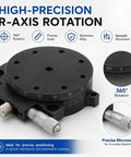 60Mm Manual Precision Rotation Stage Aluminum Platform R Shaft With Rock Solid Build Quality And Slick Adjustments For Spot On Optical Alignment Across Scientific Labs And Workshop Projects, showing precise scale and micrometer.