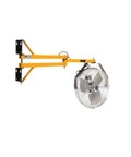 Relentless Warehouse Workhorse Loading Dock Wall Mount Air Circulator With 40 Inch Reach and 18 Inch Fan Head mounted on a wall.
