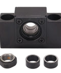 Heavy Duty Screw Support for SFU1605 and SFU1204 Ball Screws, Rock Solid Ballscrew Bearing Block front view with lock nut details