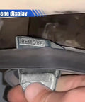 Close-up of metal belt remover in 2 Piece Stretch Belt Tool Kit For Serpentine And Timing Belts showing 'REMOVE' label.