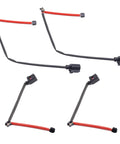 Brake pad wear sensor cables set: four cables, two long black with red leads, two short gray cables with connectors.