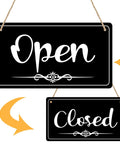 Double Sided Open Sign With Rope For Biz Hours Open Closed Sign 11 By 6.1 Inch Easy Flip Display for Shops, Restaurants, Bars