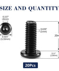 M6 X 20mm Flat Head Hex Socket Cap Screws Bolts in 304 Stainless Steel 18-8 Full Thread Black Oxide Pack of 20 dimensions