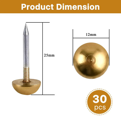 Top Shelf Solid Brass Tacks For Furniture Fixes Killer Retro Upholstery Nails Straight Up Rust Proof Heads dimensions 25mm pin and 12mm head.