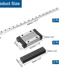MGN12 400mm Linear Guide Rail Kit With 2 MGN12H Carriage Blocks And 2 Mini Guides, product size dimensions displayed.
