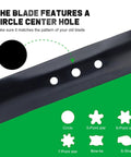Close-up of Recycler 22-Inch Blade Set features circle center hole for Toro Deck Mowers Mulching Replacement Parts