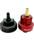 No Sweat Vacuum Coolant Refill Kit Compatible With Tesla Model S X 3 Y, showing two exact match adapters, black and red, for easy fluid maintenance.